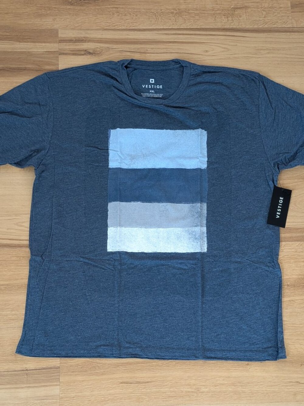 NWT Vestige Tri-Blend Graphic Tee Heather Blue Vertical Stripe 2XL Crewneck